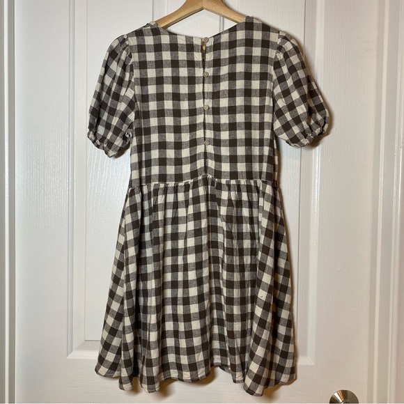 Rylee + Cru NWT Linen Marley Charcoal Checkered Gingham Babydoll Mini Dress XS - Picture 4 of 14
